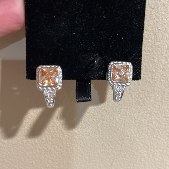 Beautiful .925 Rhinestone/Amber Earrings - Picture 4 of 9